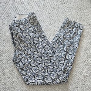 H&M Blue and White Printed Pants European Summer Cotton Blend Size 2